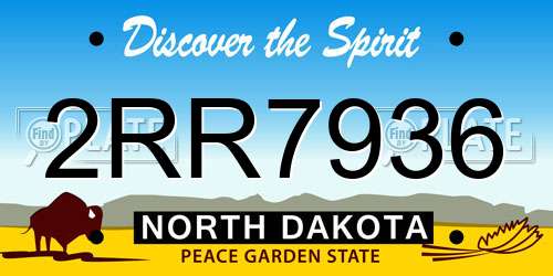 2RR7936 North Dakota License Plate