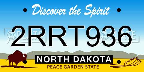 2RRT936 North Dakota License Plate