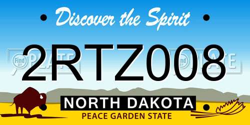 2RTZ008 North Dakota License Plate