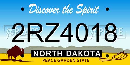 2RZ4018 North Dakota License Plate