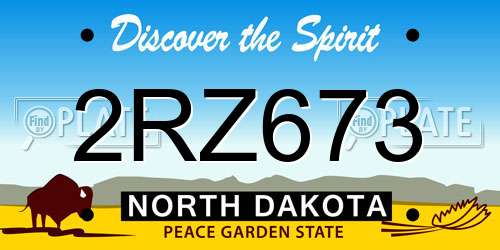 2RZ673 North Dakota License Plate