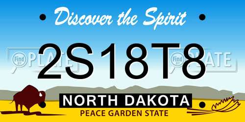 2S18T8 North Dakota License Plate