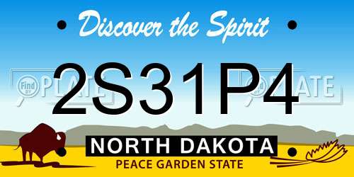 2S31P4 North Dakota License Plate