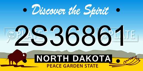2S36861 North Dakota License Plate