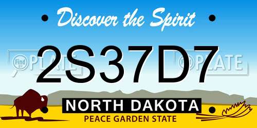 2S37D7 North Dakota License Plate