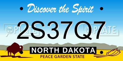 2S37Q7 North Dakota License Plate