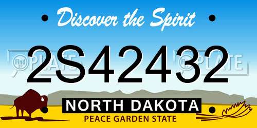 2S42432 North Dakota License Plate