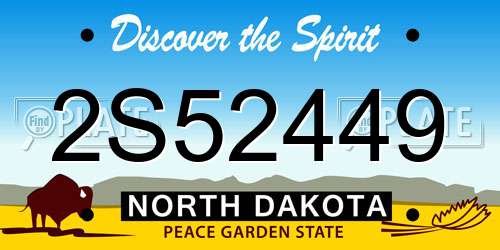 2S52449 North Dakota License Plate