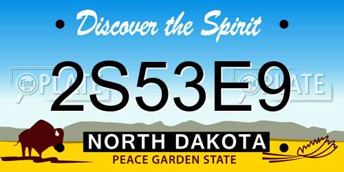 2S53E9 North Dakota License Plate