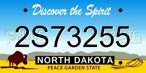 2S73255 North Dakota License Plate