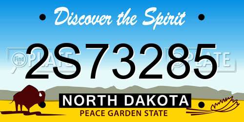 2S73285 North Dakota License Plate