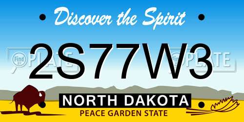 2S77W3 North Dakota License Plate