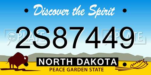 2S87449 North Dakota License Plate