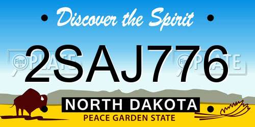 2SAJ776 North Dakota License Plate