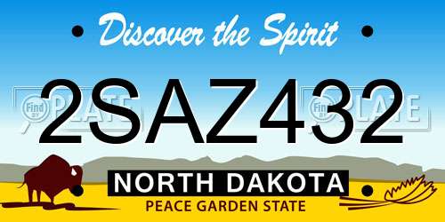 2SAZ432 North Dakota License Plate