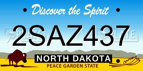 2SAZ437 North Dakota License Plate