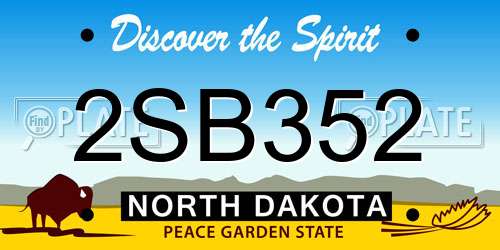 2SB352 North Dakota License Plate