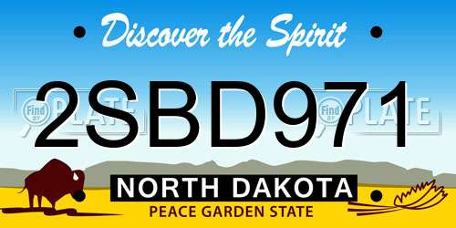 2SBD971 North Dakota License Plate