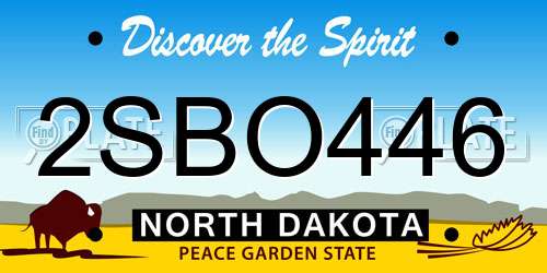 2SBO446 North Dakota License Plate