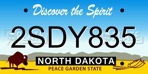 2SDY835 North Dakota License Plate