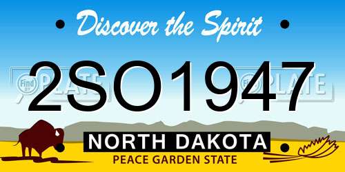 2SO1947 North Dakota License Plate