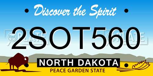 2SOT560 North Dakota License Plate