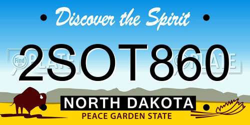 2SOT860 North Dakota License Plate