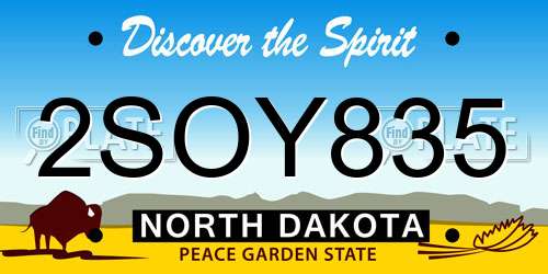 2SOY835 North Dakota License Plate