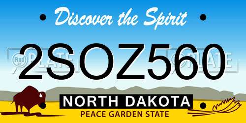 2SOZ560 North Dakota License Plate