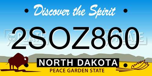 2SOZ860 North Dakota License Plate