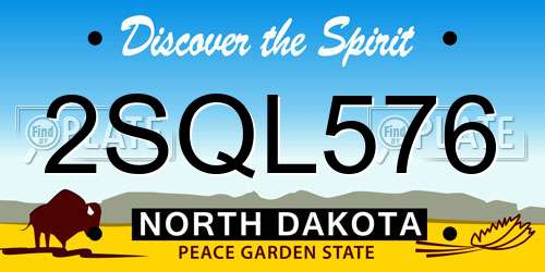 2SQL576 North Dakota License Plate