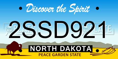 2SSD921 North Dakota License Plate