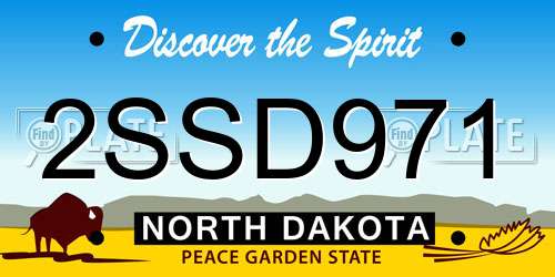 2SSD971 North Dakota License Plate