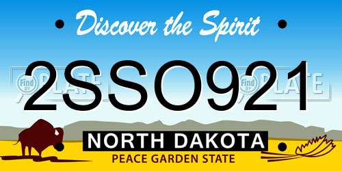 2SSO921 North Dakota License Plate