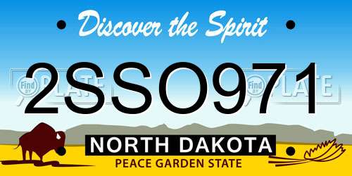 2SSO971 North Dakota License Plate