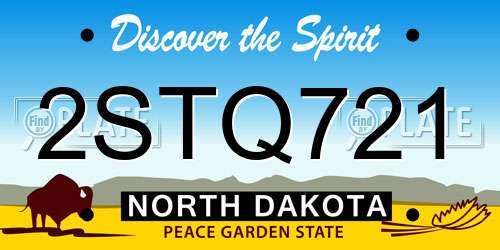 2STQ721 North Dakota License Plate