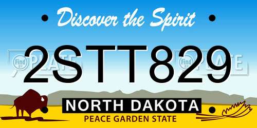 2STT829 North Dakota License Plate