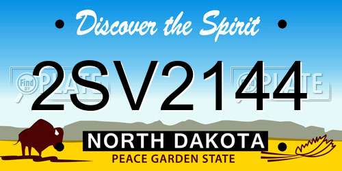 2SV2144 North Dakota License Plate