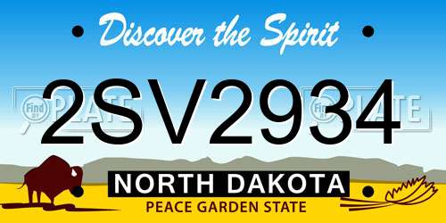 2SV2934 North Dakota License Plate