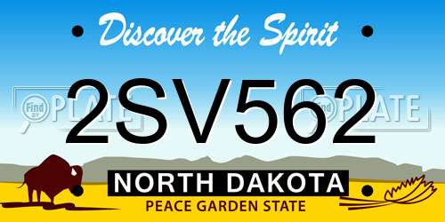 2SV562 North Dakota License Plate