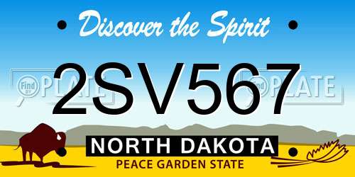 2SV567 North Dakota License Plate