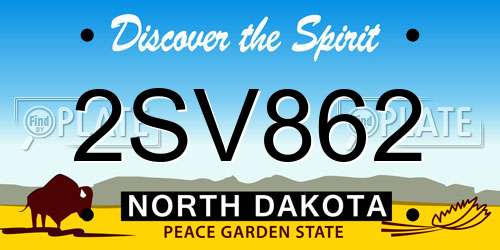 2SV862 North Dakota License Plate
