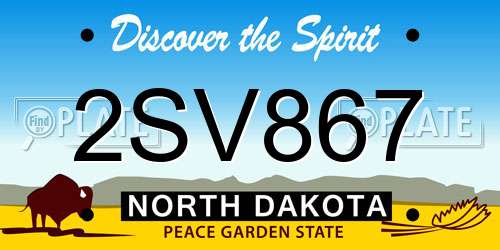 2SV867 North Dakota License Plate