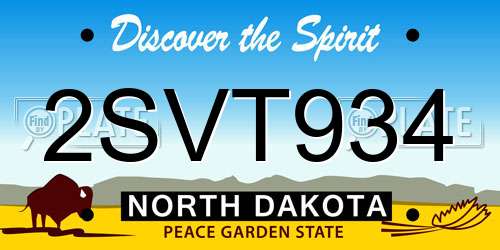 2SVT934 North Dakota License Plate