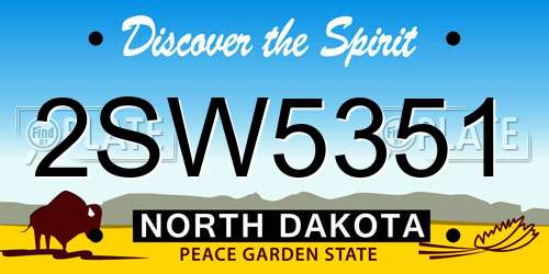 2SW5351 North Dakota License Plate