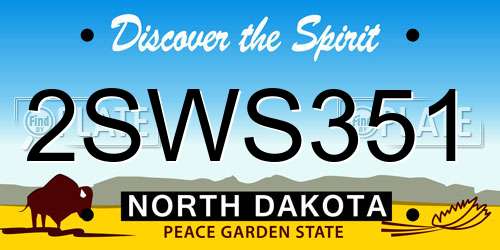 2SWS351 North Dakota License Plate