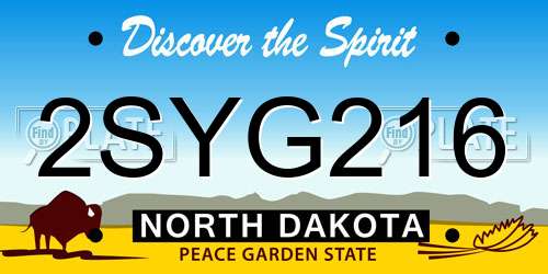 2SYG216 North Dakota License Plate