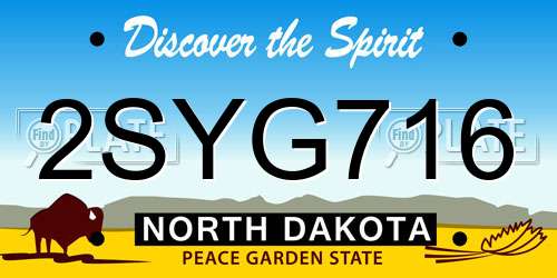 2SYG716 North Dakota License Plate