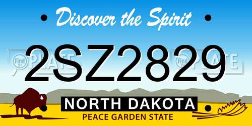 2SZ2829 North Dakota License Plate