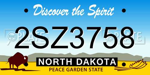 2SZ3758 North Dakota License Plate
